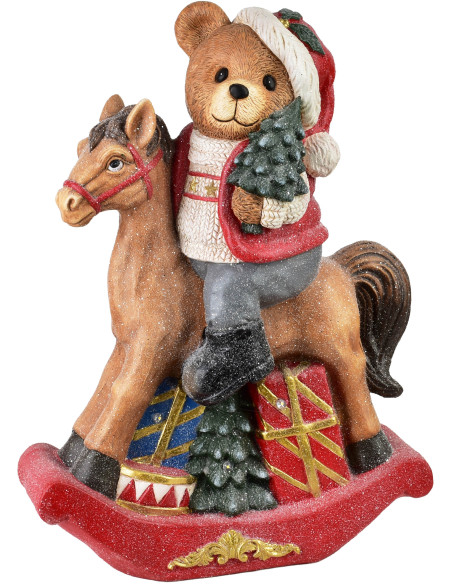 Figurine de Noël LED ours sur cheval à bascule 52,5 cm Kittila  - 1