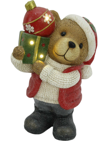 Figurine de Noël LED ours cadeau boule céramique 40 cm Kittila  - 2