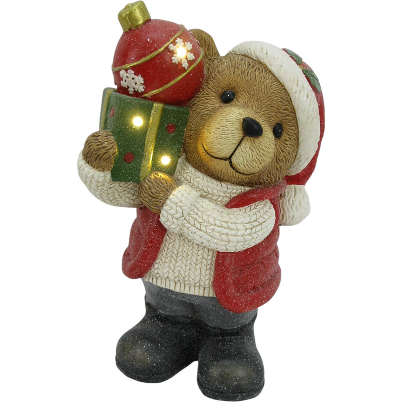 Figurine de Noël LED ours cadeau boule céramique 40 cm Kittila  - 2