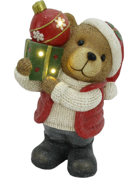 Figurine de Noël LED ours cadeau boule céramique 40 cm Kittila  - 2