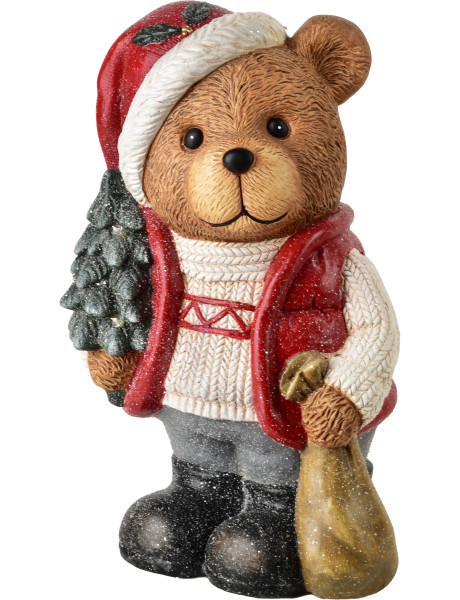 Figurine de Noël LED ours sapin en céramique 39 cm Kittila  - 1
