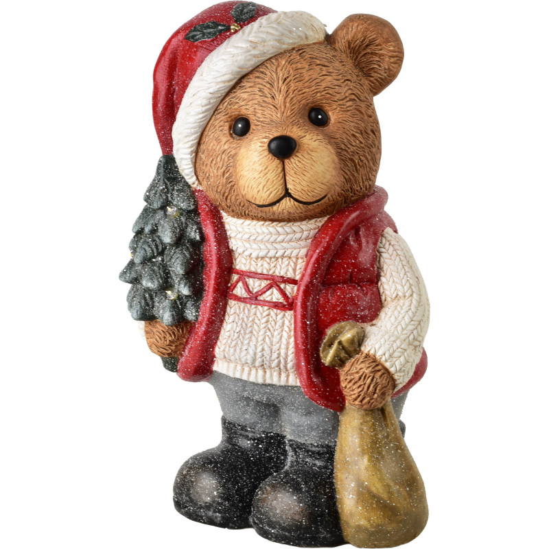 Figurine de Noël LED ours sapin en céramique 39 cm Kittila  - 1
