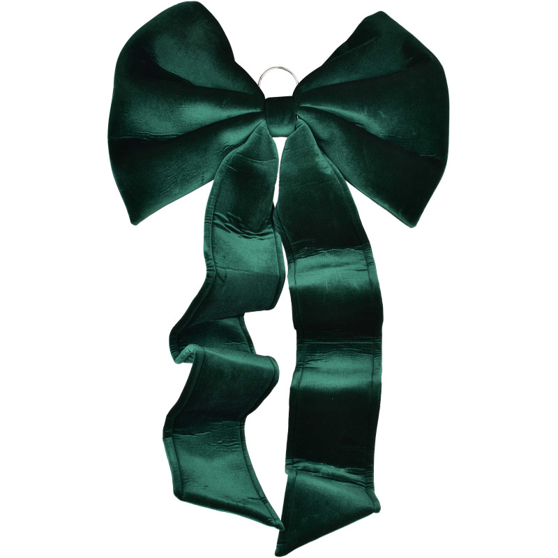 Grand nœud de Noël velours vert 55x115 cm Yulvane  - 1