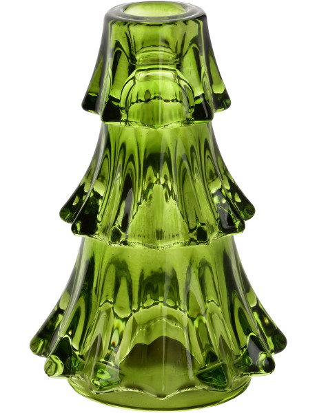 Bougeoir sapin de Noël en verre vert 15 cm Veyrholm  - 1