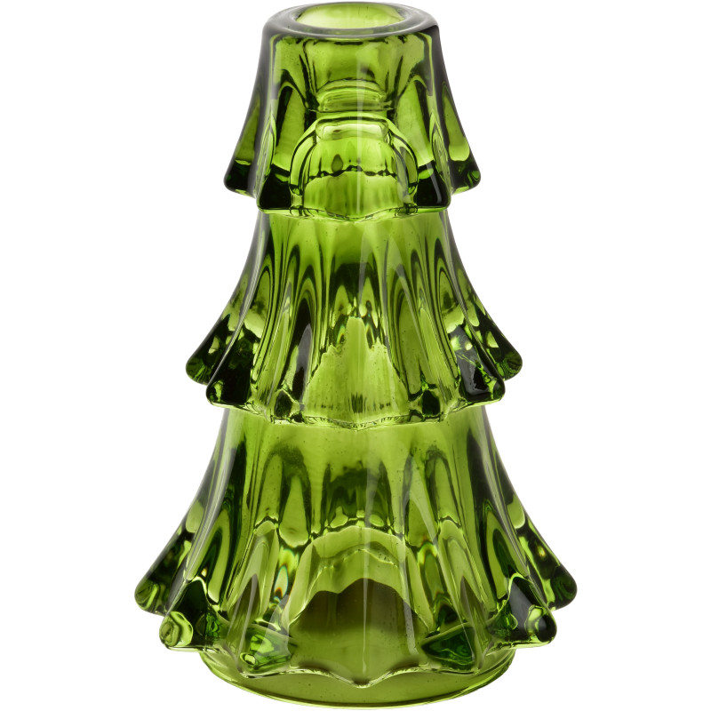 Bougeoir sapin de Noël en verre vert 15 cm Veyrholm  - 1
