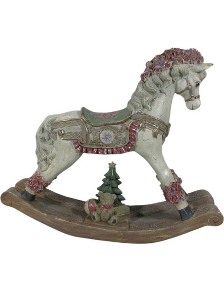 Cheval à bascule décoratif Noël résine gris 55x13,5x46 cm Saariselka  - 1