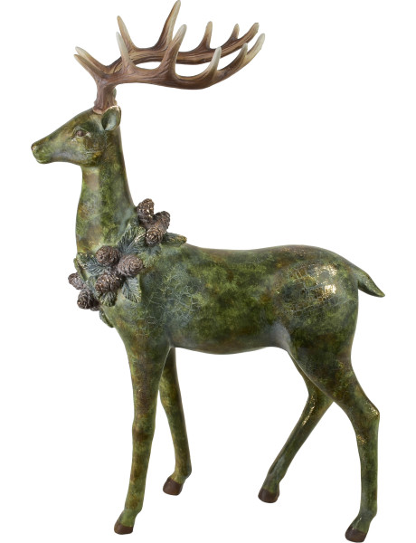 Cerf décoratif de Noël résine verte 50,5 cm Kautokeino  - 1