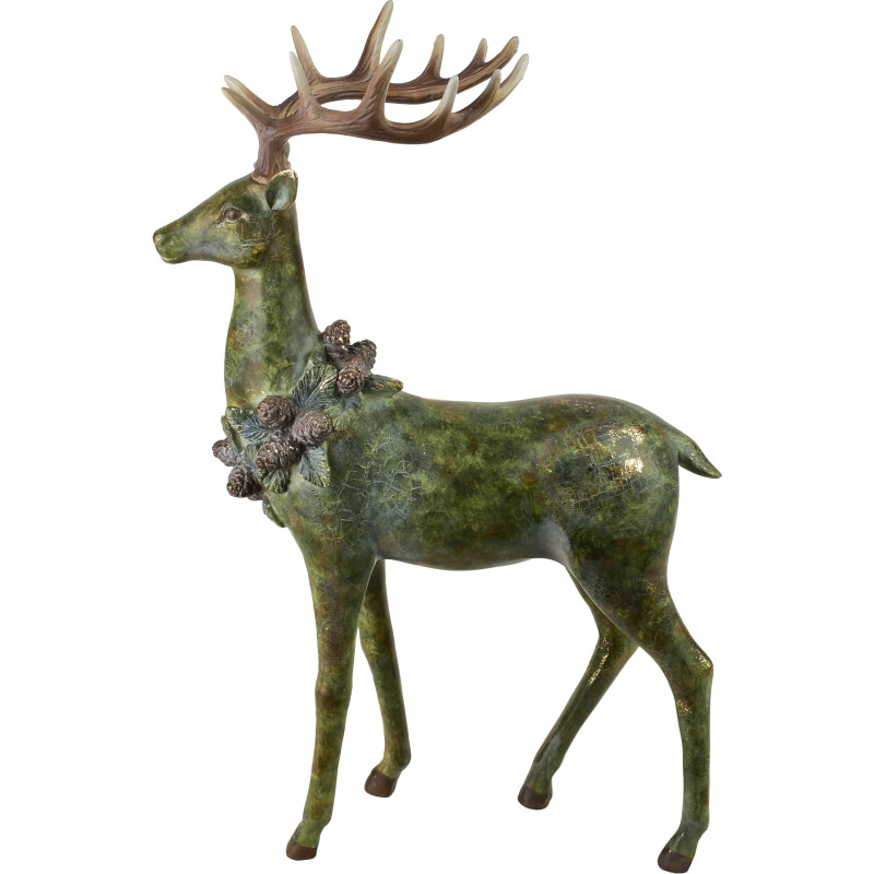 Cerf décoratif de Noël résine verte 50,5 cm Kautokeino  - 1