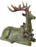 Cerf Noël couché résine verte 28,5 cm Kautokeino