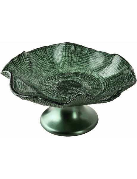 Coupe à fruits sur pied en verre vert 24 cm Laveno  - 1