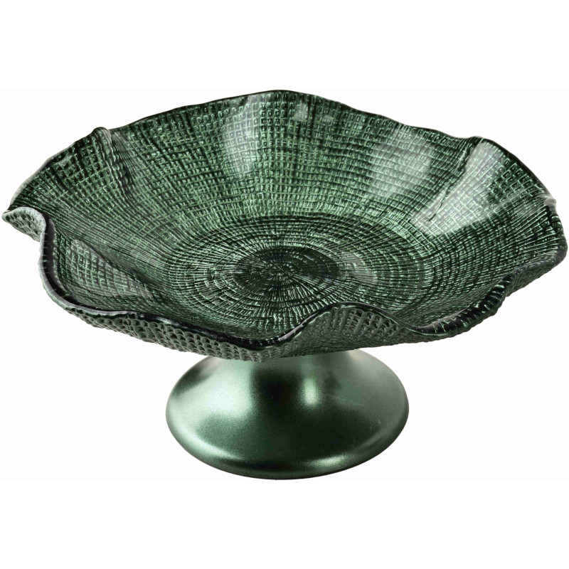 Coupe à fruits sur pied en verre vert 24 cm Laveno  - 1