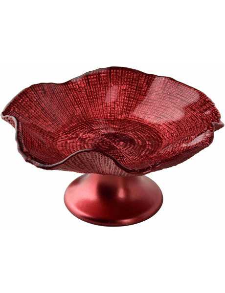 Coupe à fruits sur pied verre rouge 24 cm Laveno  - 1