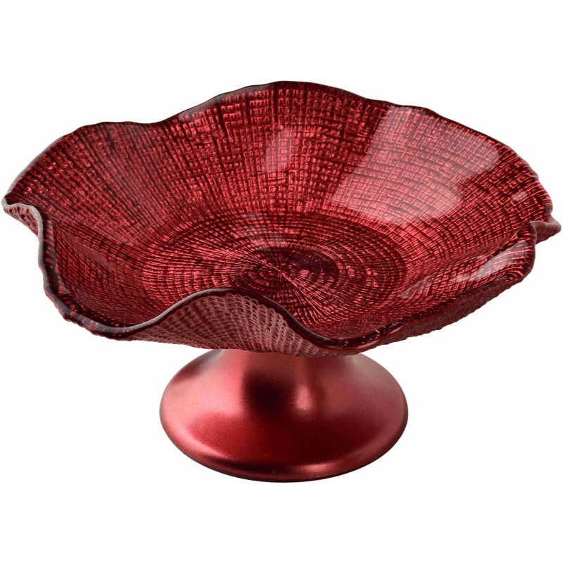 Coupe à fruits sur pied verre rouge 24 cm Laveno  - 1