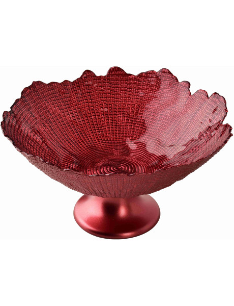 Grand compotier sur pied en verre rouge 28 cm Eryndelle  - 1