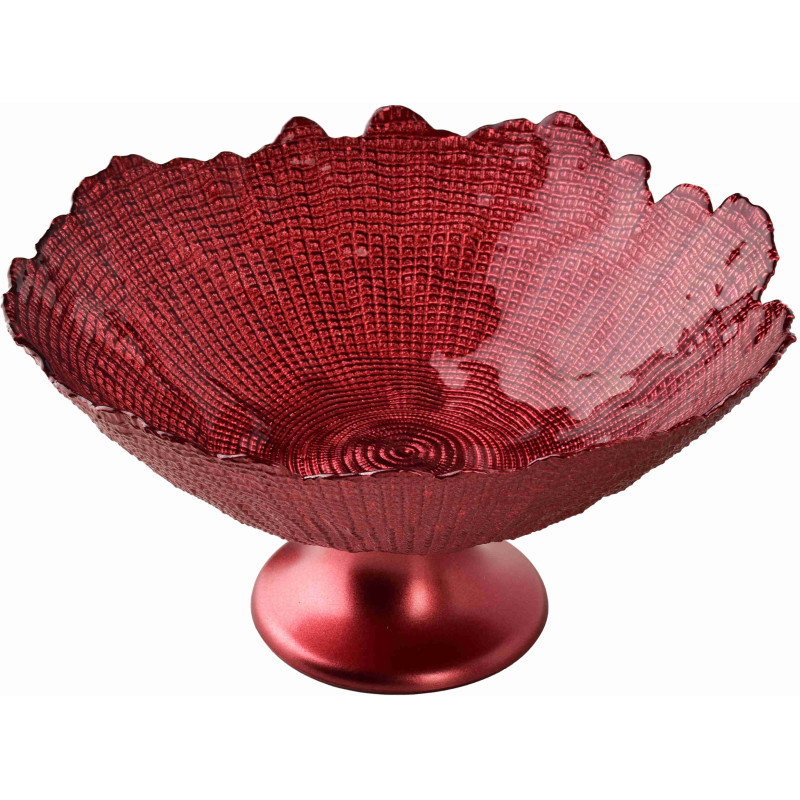 Grand compotier sur pied en verre rouge 28 cm Eryndelle  - 1