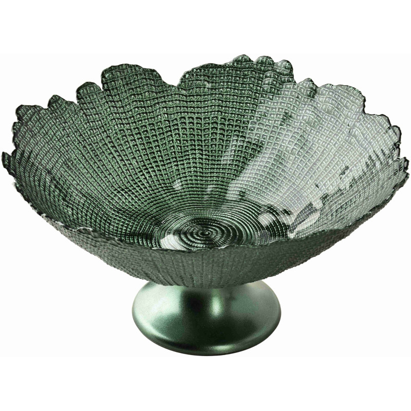 Grand compotier sur pied verre vert 28 cm Eryndelle  - 1