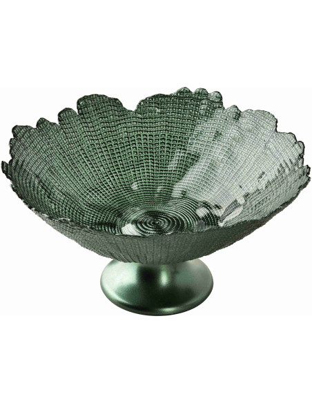 Grand compotier sur pied verre vert 28 cm Eryndelle  - 1