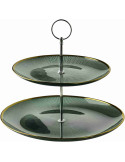 Présentoir à gâteaux 2 étages verre vert 21/27 cm Seralyne