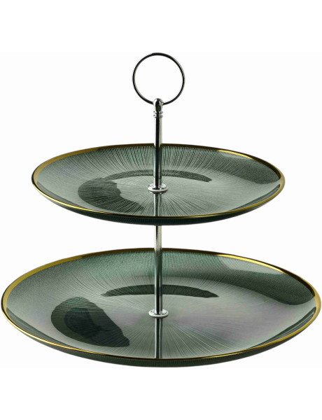 Présentoir à gâteaux 2 étages verre vert 21/27 cm Seralyne  - 1