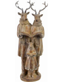 Statuette famille de cerfs chantant Noël résine marron 42 cm Soralune