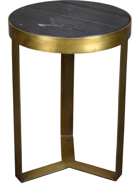 Table d’appoint ronde marbre noir métal doré 55 cm Glennis Livingfurn - 1
