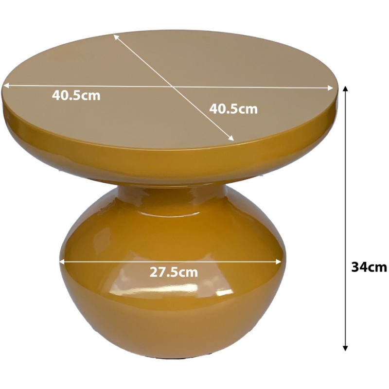 Table d’appoint ronde métal moutarde 34 cm Lou  - 5