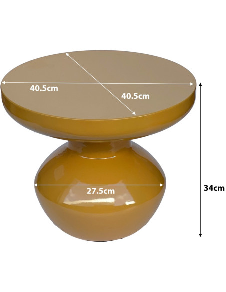 Table d’appoint ronde métal moutarde 34 cm Lou  - 5