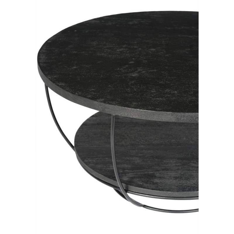 Table basse ronde manguier noir métal 65 cm Evan  - 2