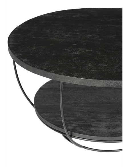 Table basse ronde manguier noir métal 65 cm Evan  - 2
