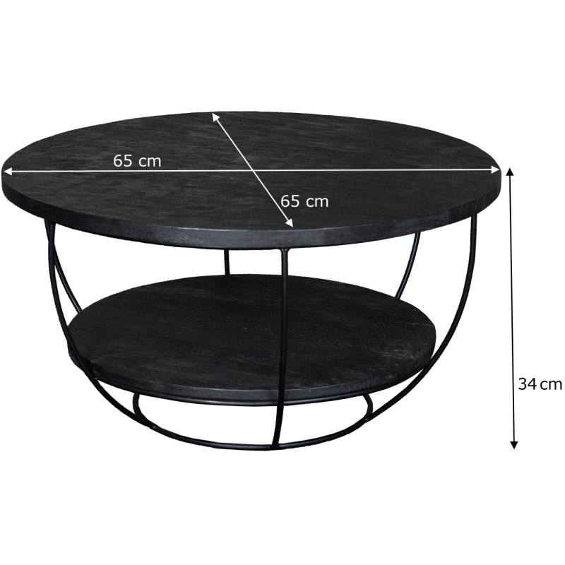 Table basse ronde manguier noir métal 65 cm Evan  - 3