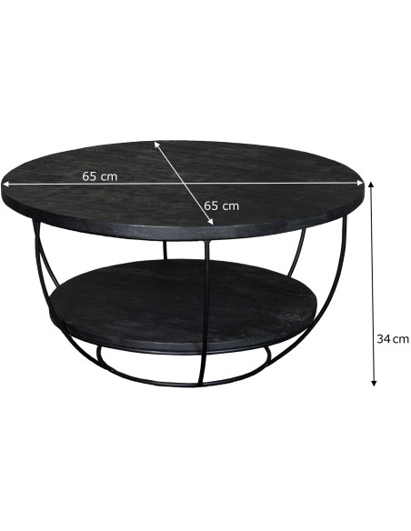 Table basse ronde manguier noir métal 65 cm Evan  - 3