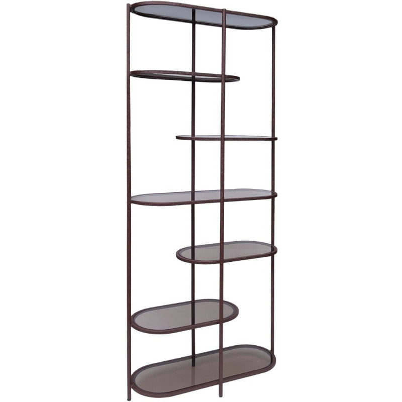 Étagère bibliothèque verre fumé métal bordeaux 190 cm Jill  - 1