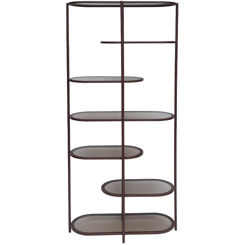 Étagère bibliothèque verre fumé métal bordeaux 190 cm Jill  - 3
