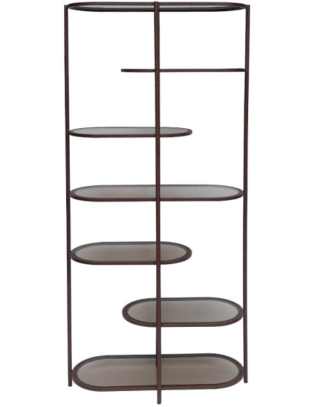 Étagère bibliothèque verre fumé métal bordeaux 190 cm Jill  - 3