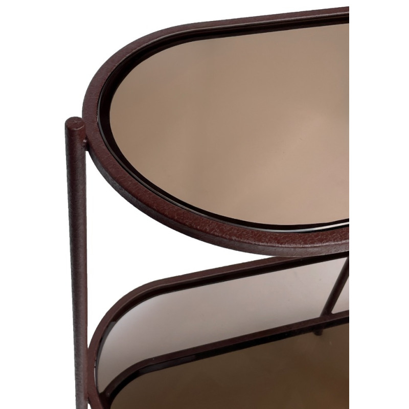 Étagère bibliothèque verre fumé métal bordeaux 190 cm Jill  - 4