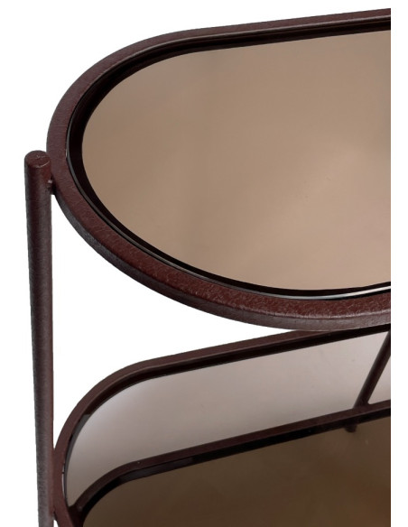 Étagère bibliothèque verre fumé métal bordeaux 190 cm Jill  - 4