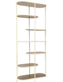 Étagère bibliothèque verre fumé métal crème 190 cm Jill
