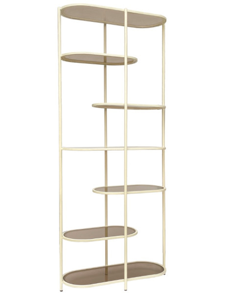 Étagère bibliothèque verre fumé métal crème 190 cm Jill  - 1