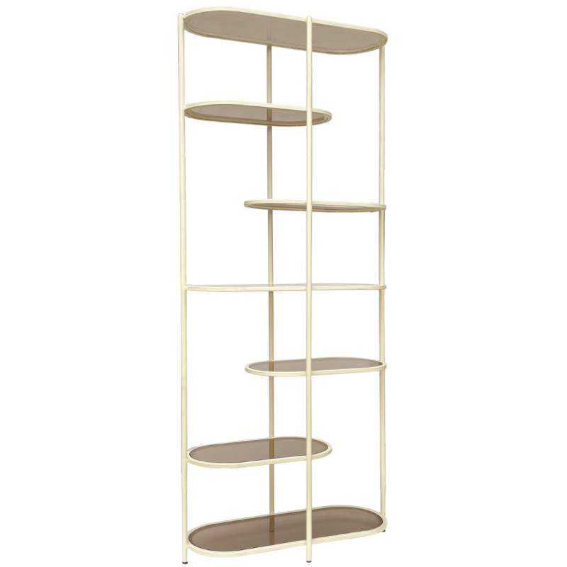 Étagère bibliothèque verre fumé métal crème 190 cm Jill  - 1