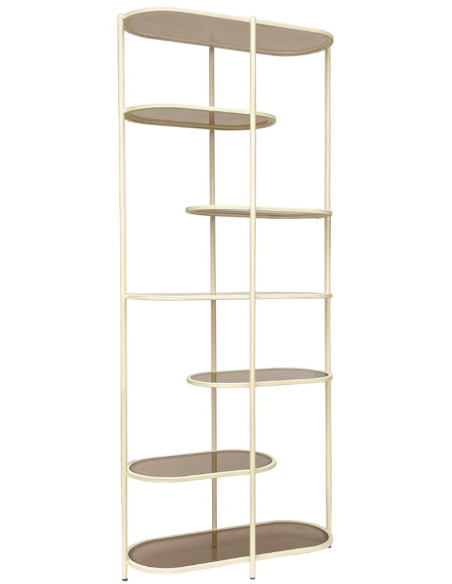 Étagère bibliothèque verre fumé métal crème 190 cm Jill  - 1