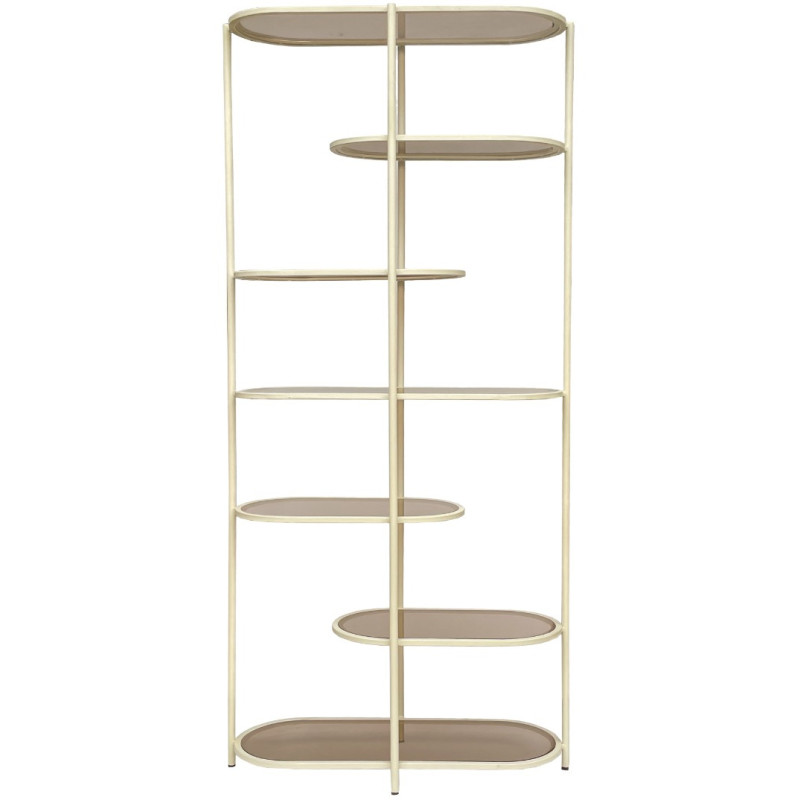 Étagère bibliothèque verre fumé métal crème 190 cm Jill  - 3