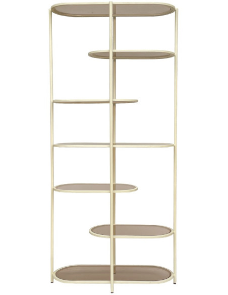 Étagère bibliothèque verre fumé métal crème 190 cm Jill  - 3