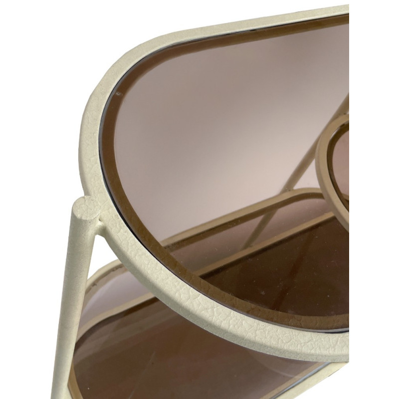Étagère bibliothèque verre fumé métal crème 190 cm Jill  - 4