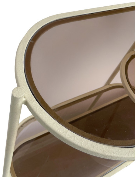 Étagère bibliothèque verre fumé métal crème 190 cm Jill  - 4