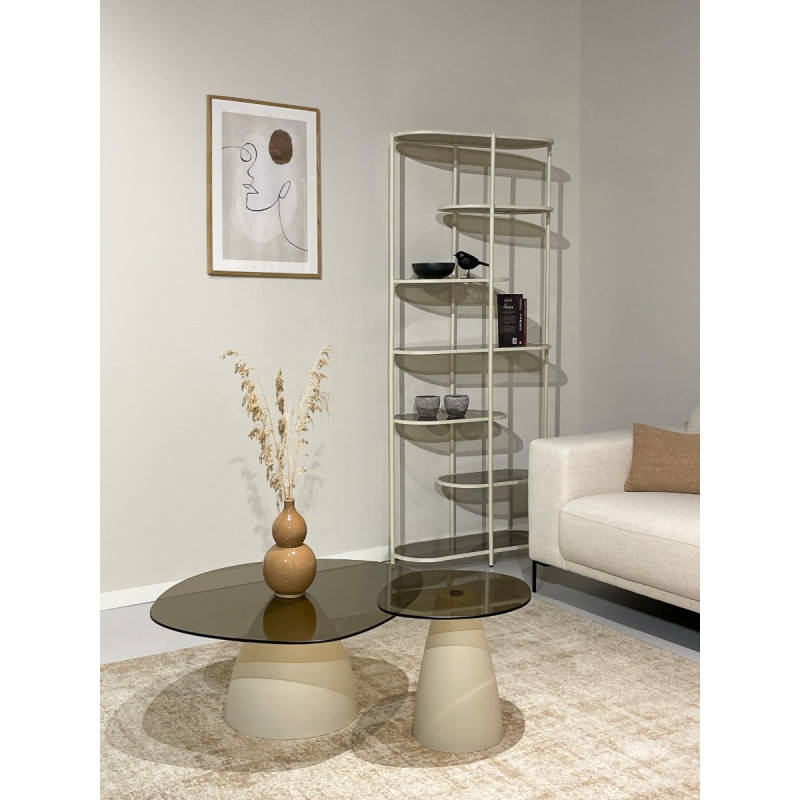 Étagère bibliothèque verre fumé métal crème 190 cm Jill  - 2