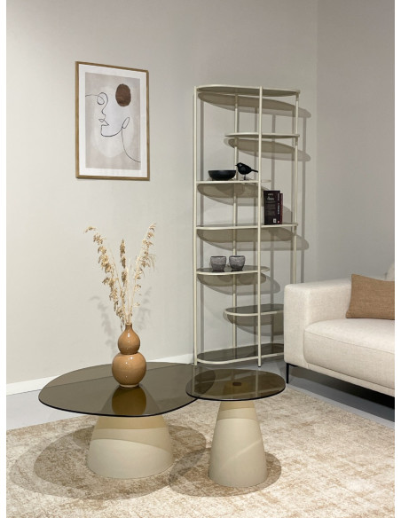Étagère bibliothèque verre fumé métal crème 190 cm Jill  - 2