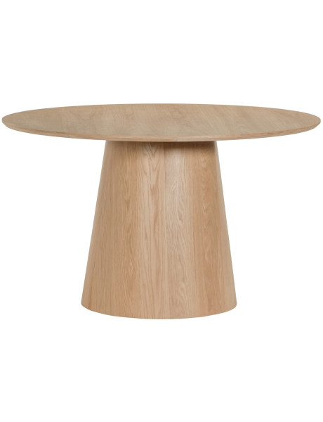 Table à manger ronde placage chêne naturel 130 cm Novero  - 1
