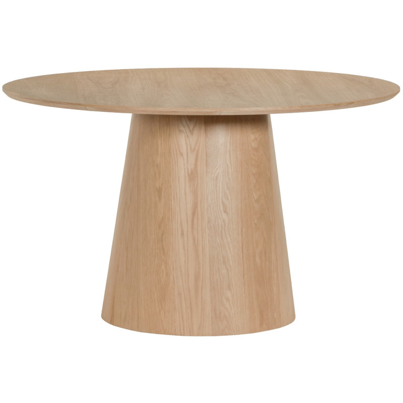Table à manger ronde placage chêne naturel 130 cm Novero  - 1