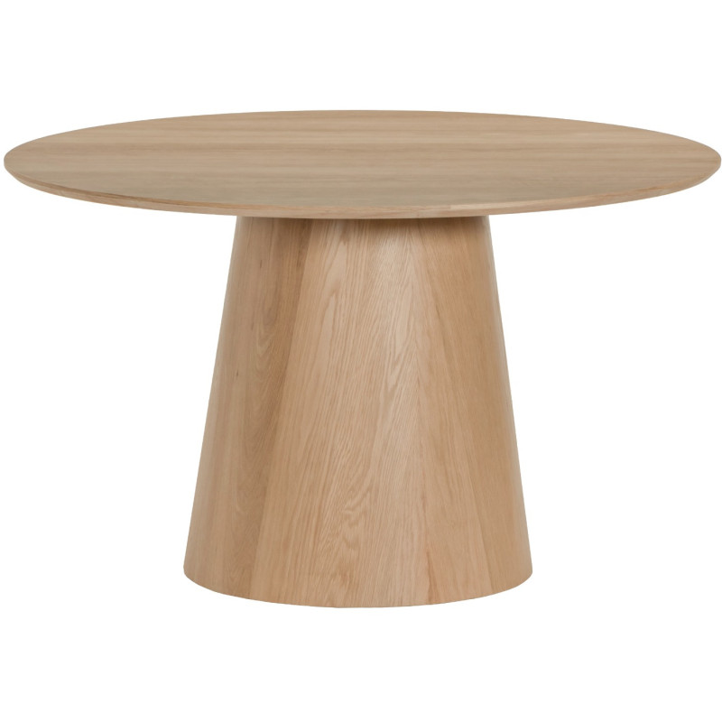 Table à manger ronde placage chêne naturel 130 cm Novero  - 3