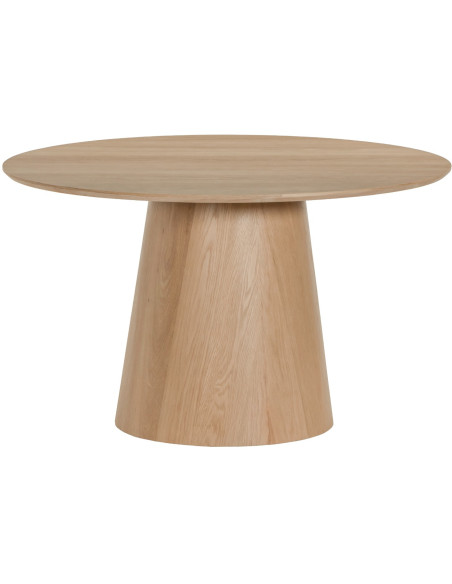 Table à manger ronde placage chêne naturel 130 cm Novero  - 3